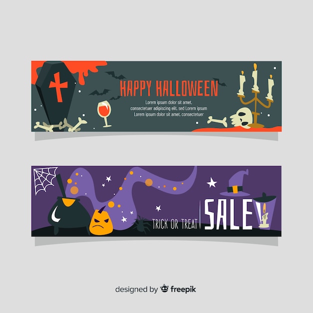 Vector gratuito banners modernos de halloween