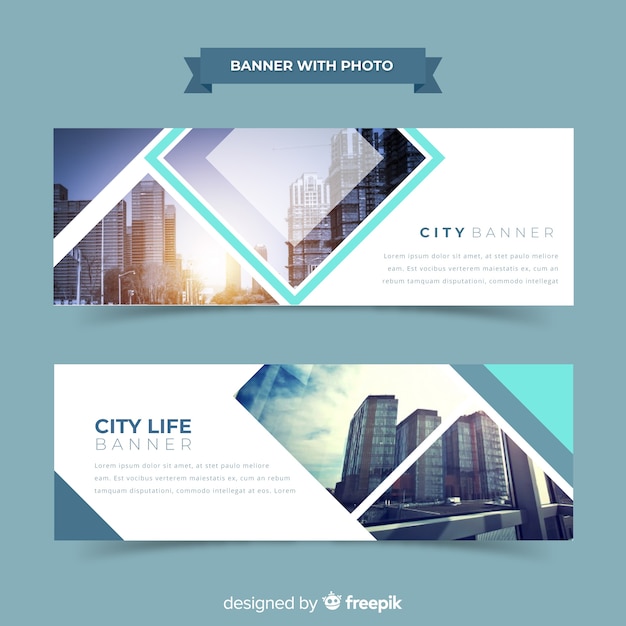 Vector gratuito banners modernos con imágenes