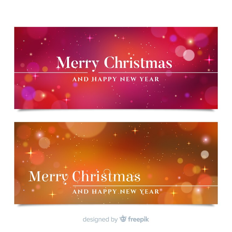 Vector gratuito banners modernos de navidad con estilo borroso