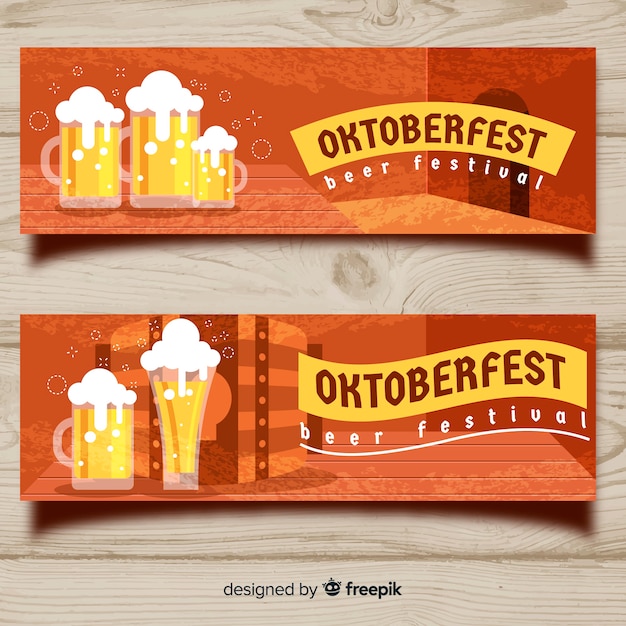 Banners modernos de oktoberfest con jarras