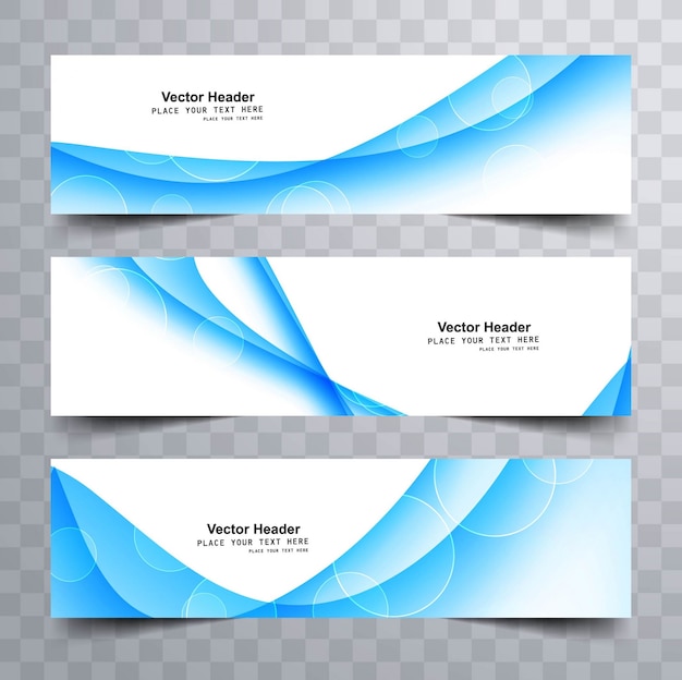 Banners modernos de onda azul