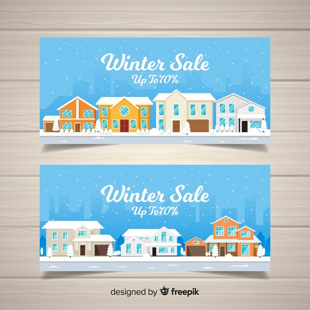 Banners modernos de rebajas de invierno