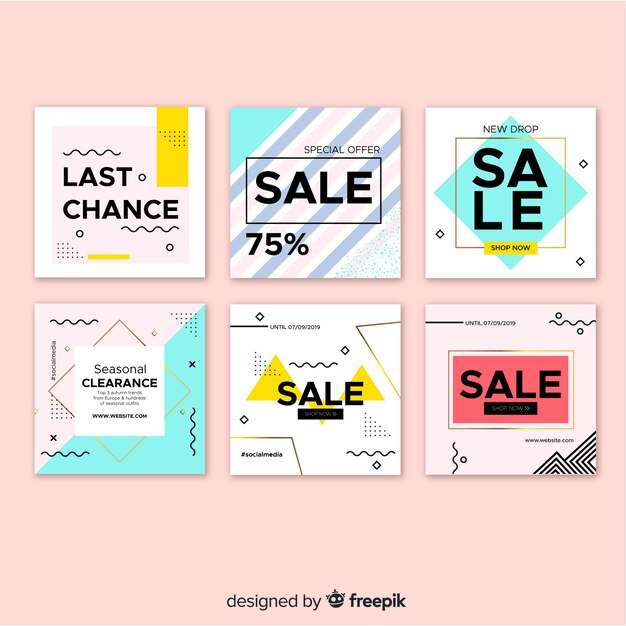 Banners modernos de rebajas para redes sociales