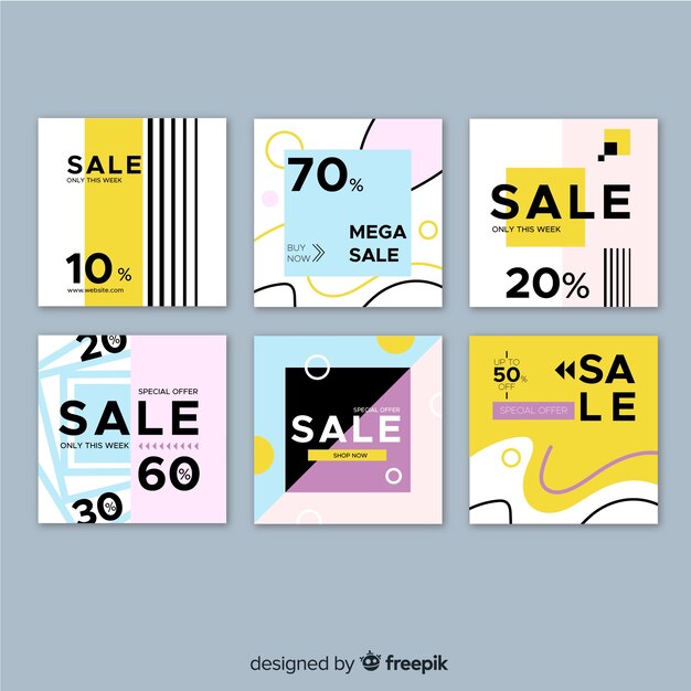 Banners modernos de rebajas para redes sociales