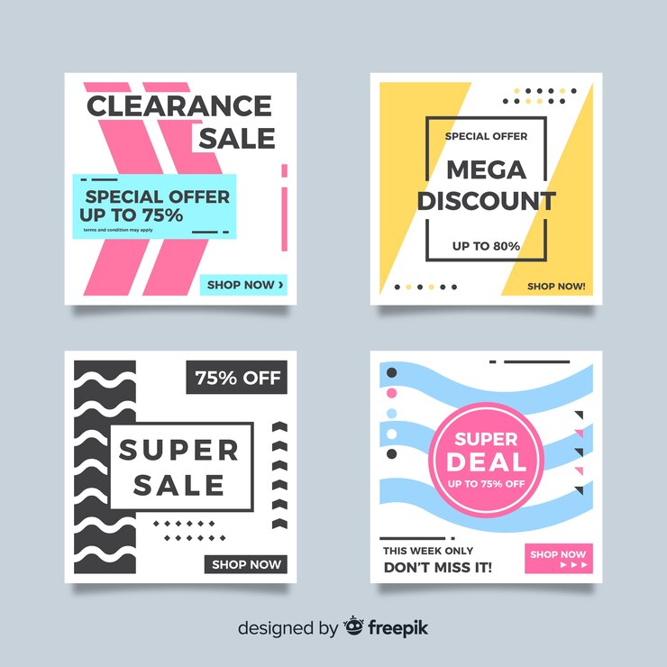 Vector gratuito banners modernos de rebajas para redes sociales