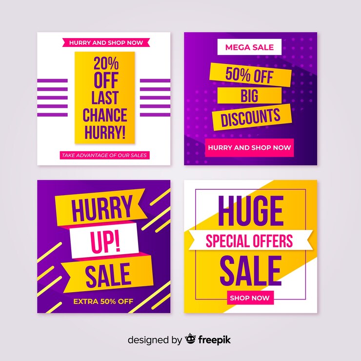 Vector gratuito banners modernos de rebajas para redes sociales