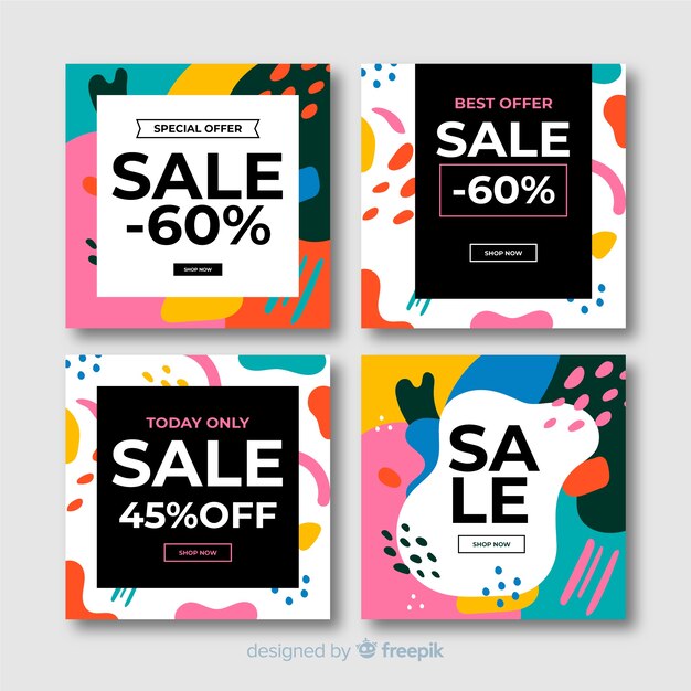 Banners modernos de rebajas para redes sociales