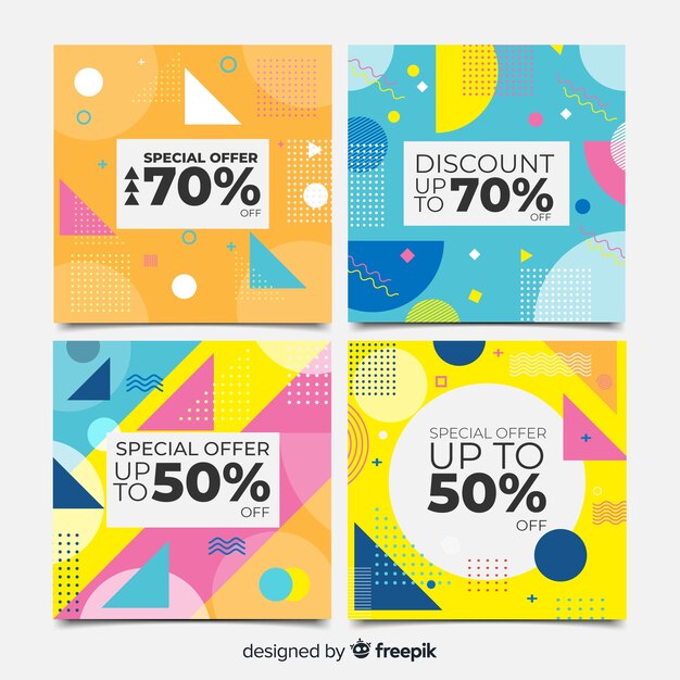Banners modernos de rebajas para redes sociales