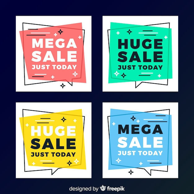 Vector gratuito banners modernos de rebajas para redes sociales