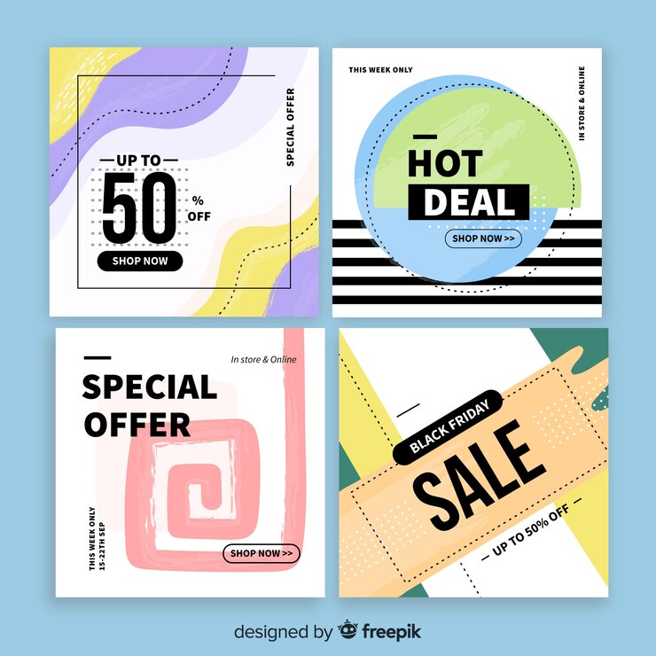 Vector gratuito banners modernos de rebajas para redes sociales