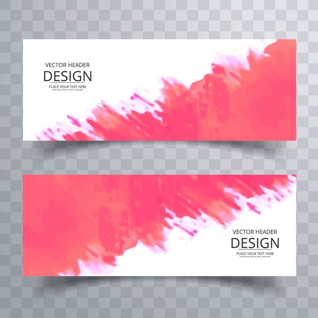 Banners modernos rosas de acuarela