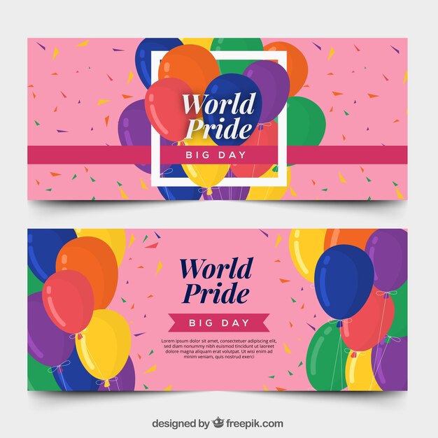 Banners modernos rosas para el world pride day