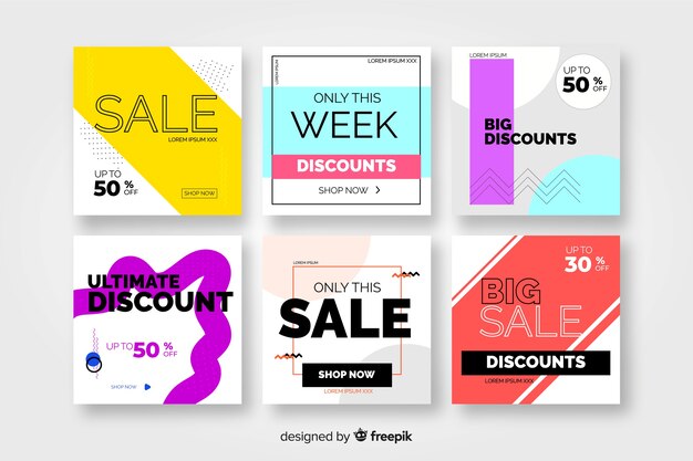 Vector gratuito banners modernos de ventas para redes sociales