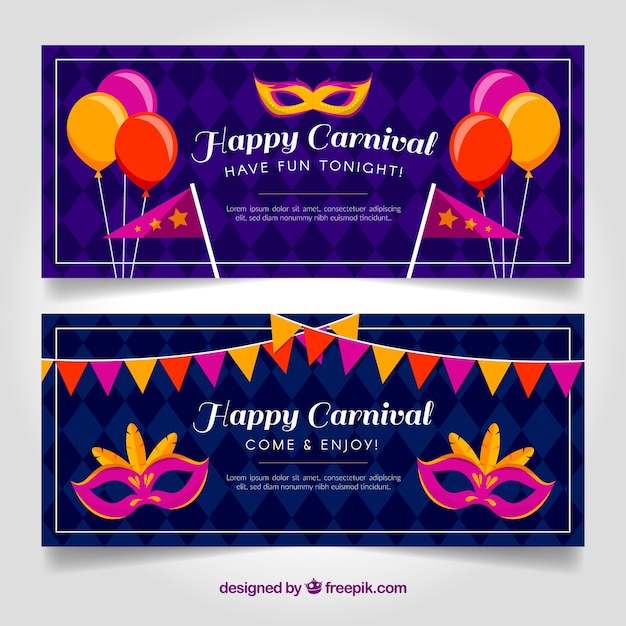 Banners morados de carnaval