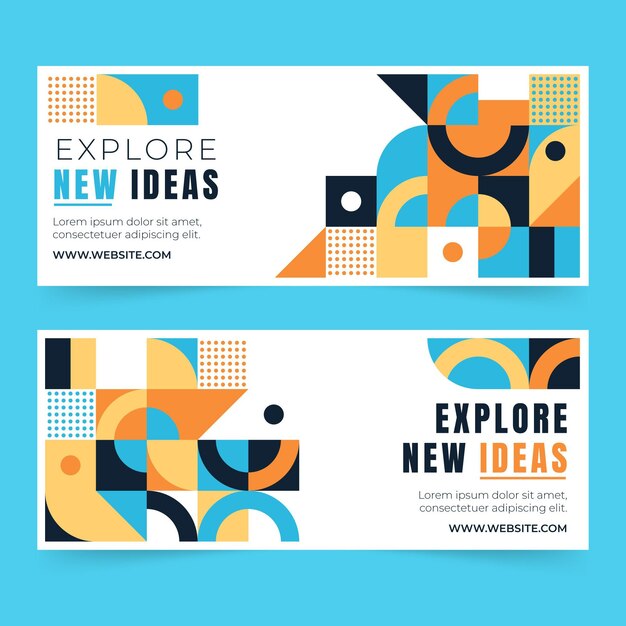 Banners de mosaico de colores de diseño plano