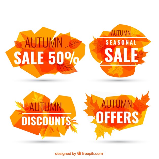 Banners naranja de rebaja de otoño