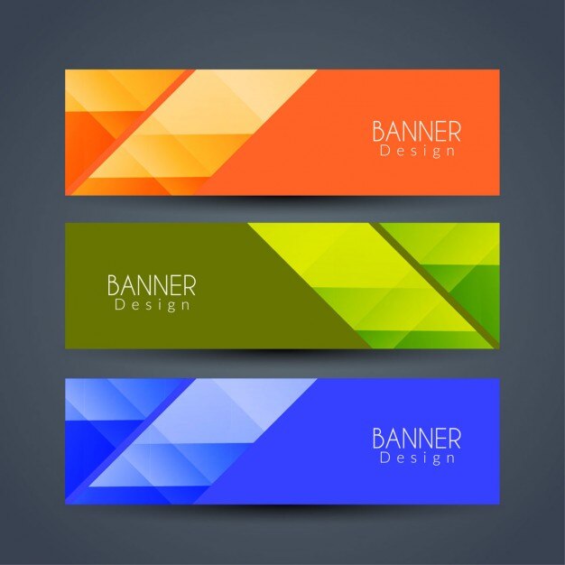 Banners naranja, verde y azul