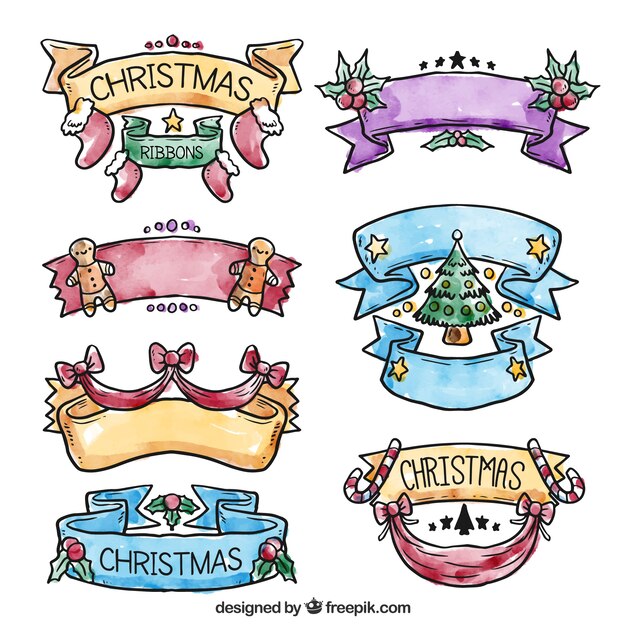 Banners de navidad de acuarela