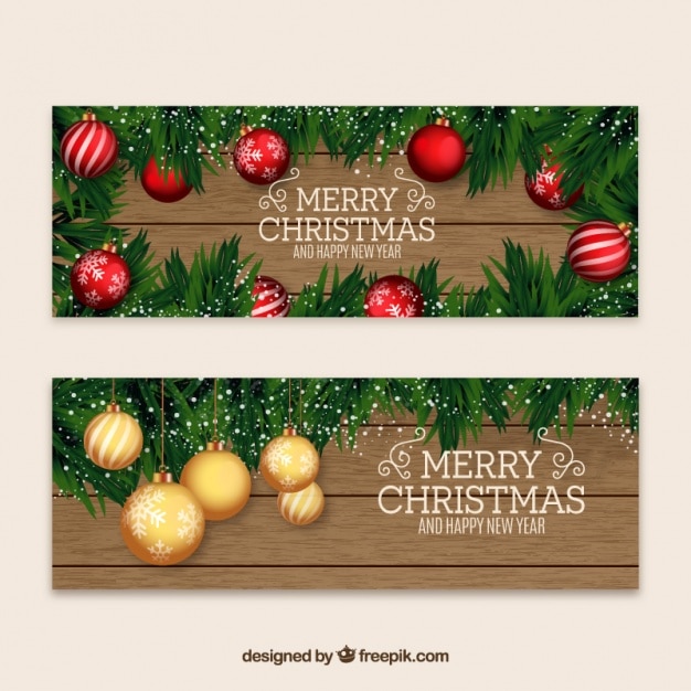 Banners de navidad y año nuevo y bolas