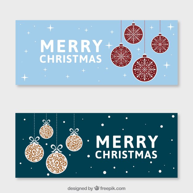 Banners de navidad con bolas de navidad