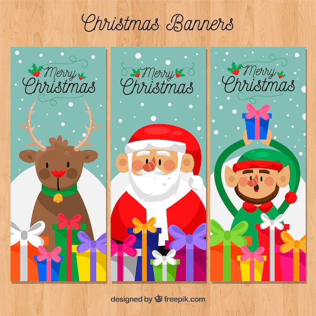 Vector gratuito banners de navidad coloridos