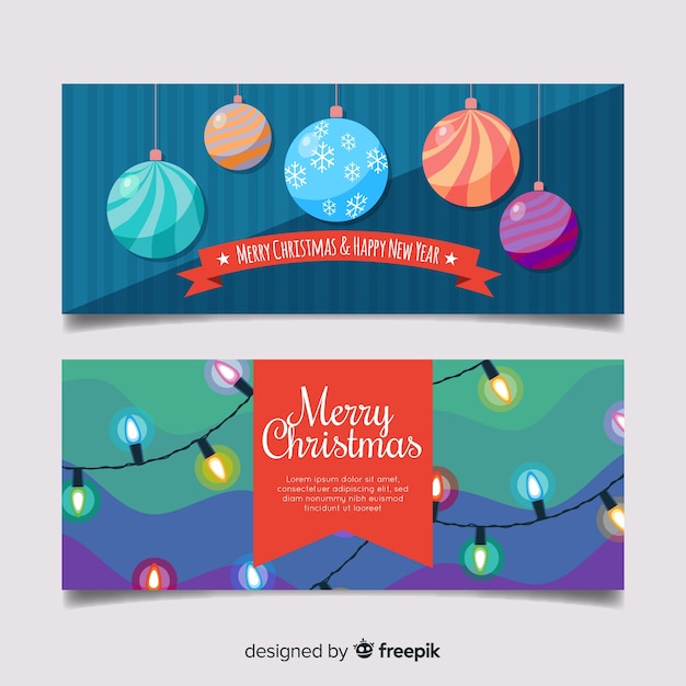 Banners de navidad creativos en diseño flat