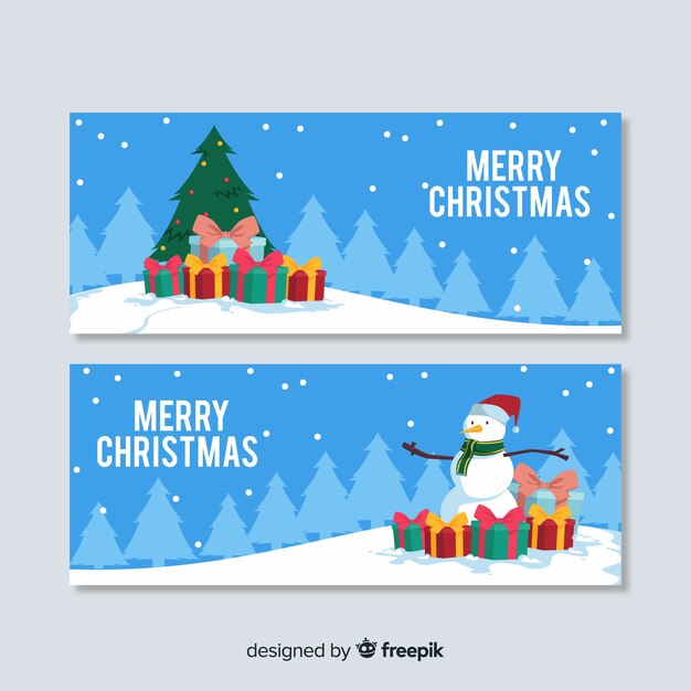 Banners de navidad hermosos en diseño flat