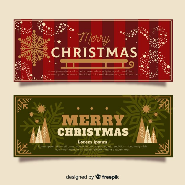 Banners de navidad hermosos en diseño flat