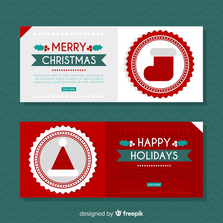 Vector gratuito banners de navidad hermosos en diseño flat