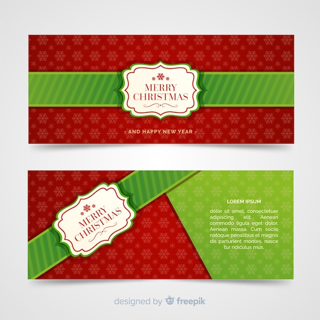 Vector gratuito banners de navidad hermosos en diseño flat