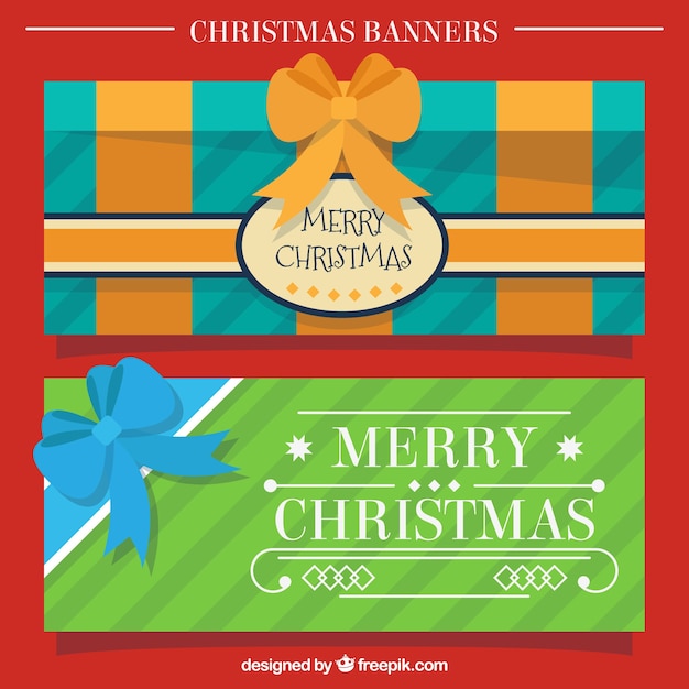 Banners de navidad con un lazo decorativo 