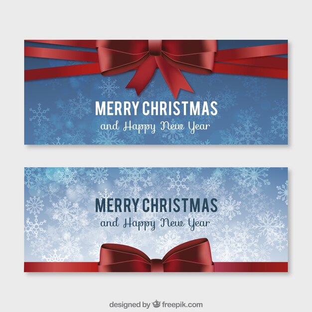 Banners de Navidad con lazos rojos