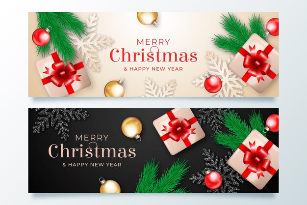 Banners de navidad realistas