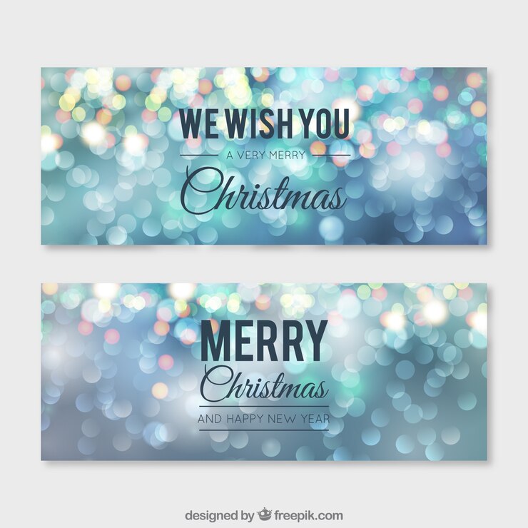 Vector gratuito banners navideños bokeh brillante