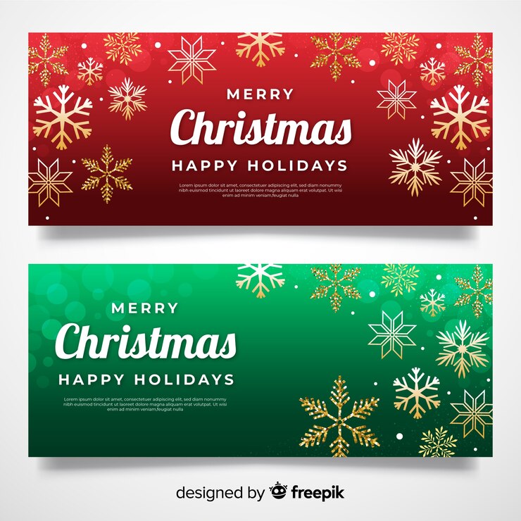 Vector gratuito banners navideños en diseño plano