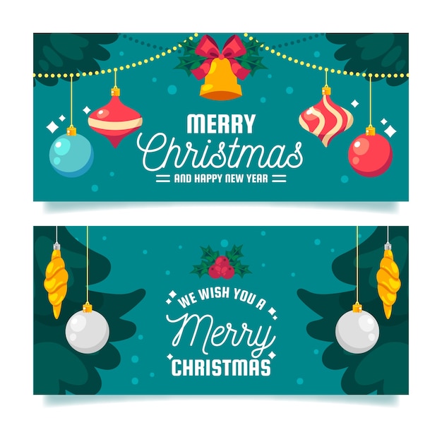 Banners navideños en diseño plano