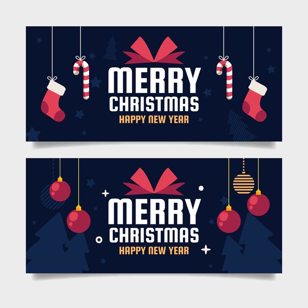 Banners navideños en diseño plano