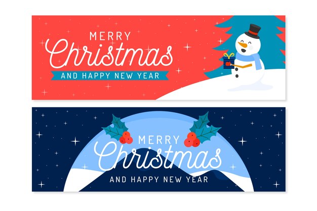 Banners navideños en diseño plano
