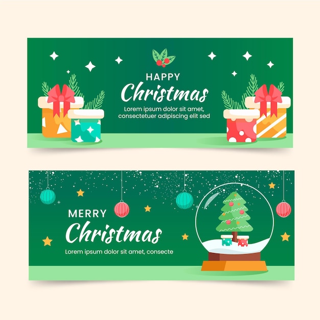 Banners navideños en diseño plano