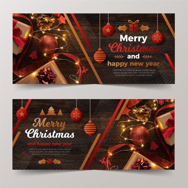 Banners navideños y feliz año nuevo.