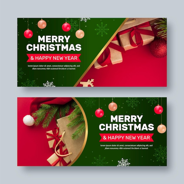 Vector gratuito banners navideños con foto