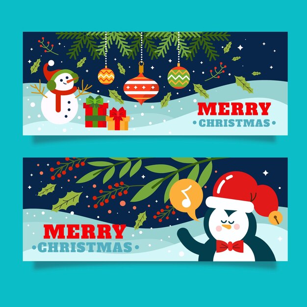 Banners navideños ilustrados