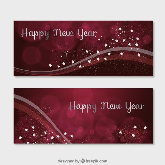 Banners navideños de onda con estrellas