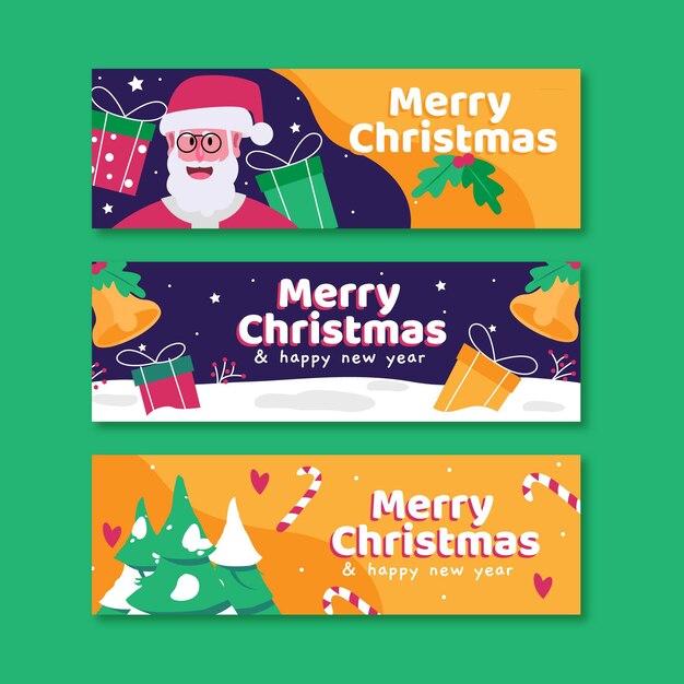 Banners navideños planos con santa