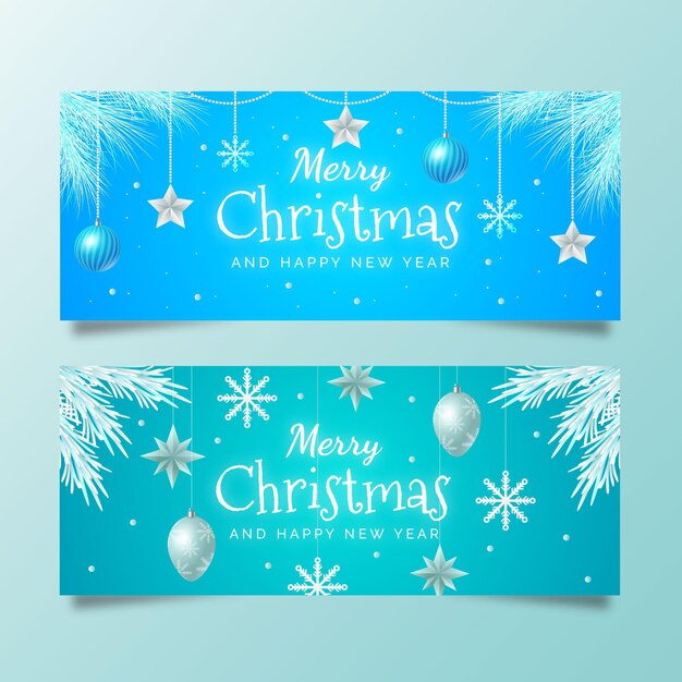 Banners navideños realistas con globos