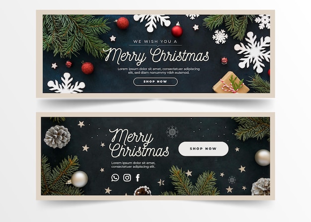 Vector gratuito banners navideños con saludo