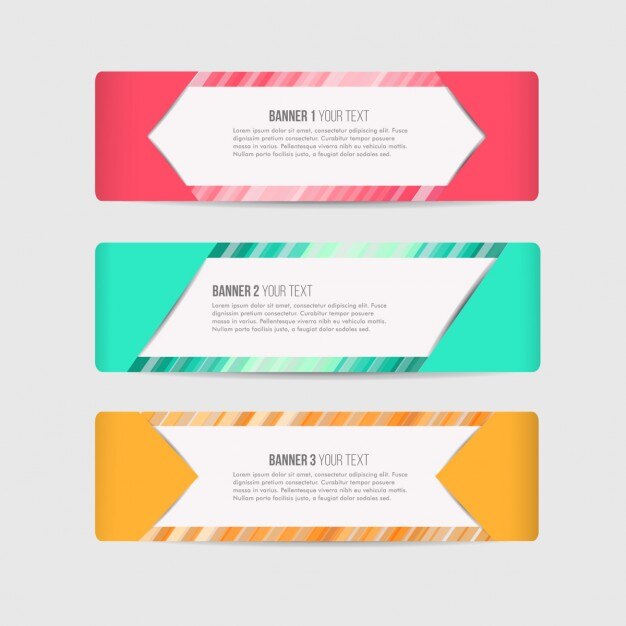 Banners de negocios de colores con rayas