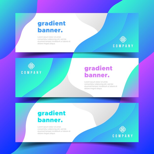 Banners de negocios modernos con formas de gradientes