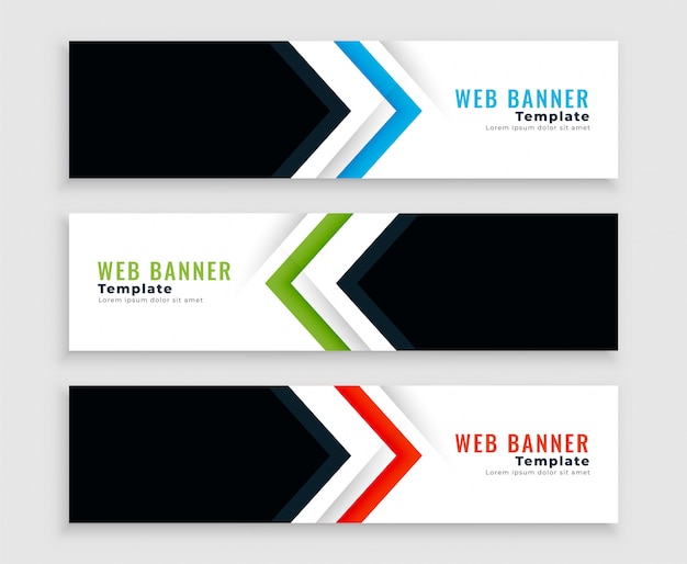 Vector gratuito banners o encabezados web modernos en estilo de forma de flecha