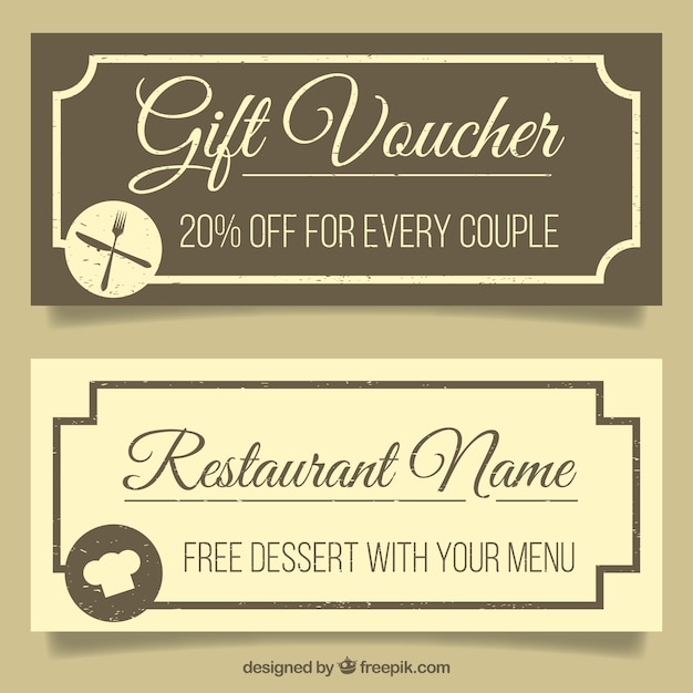 Vector gratuito banners de oferta de restaurante en estilo vintage